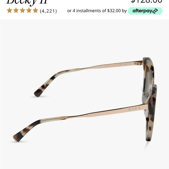 DIFF Eyewear Becky II Cream Tortoise Grey Polarized Sunglasses - Picture 4 of 15